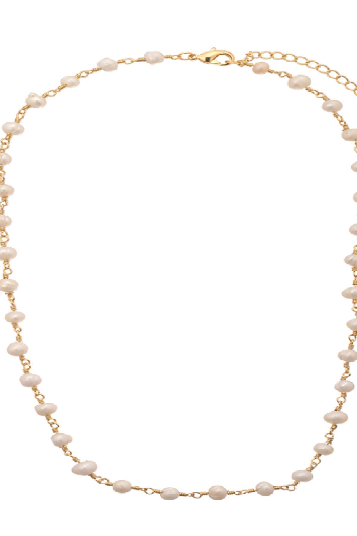 Necklace Chain of Pearls Gold Gold Plated h5 Picture5